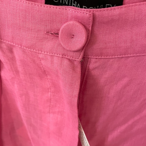 CYNTHIA ROWLEY Wide Leg Pleated Pink 100% Linen Pant Size 6 - Picture 5 of 10